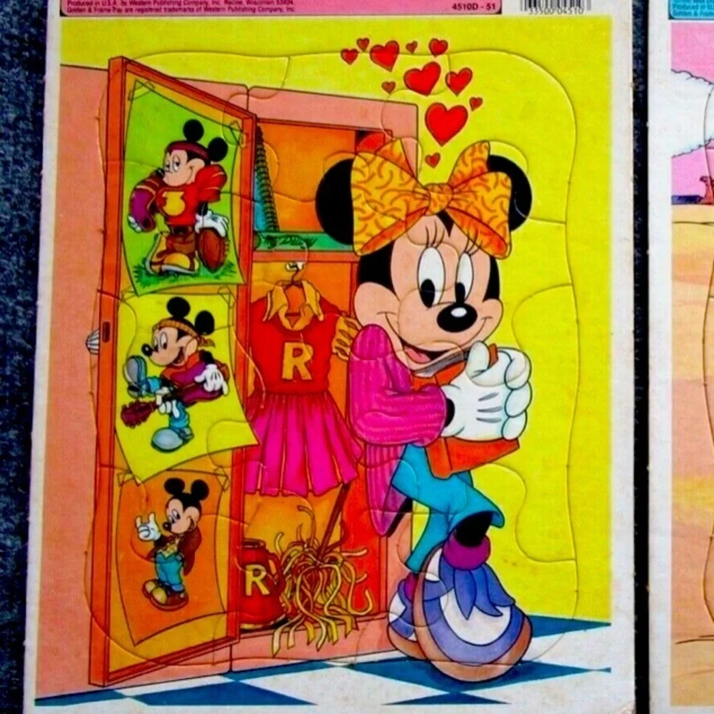 Disney vintage Disney Golden Frame Tray Puzzles Donald & Minnie cheerleader